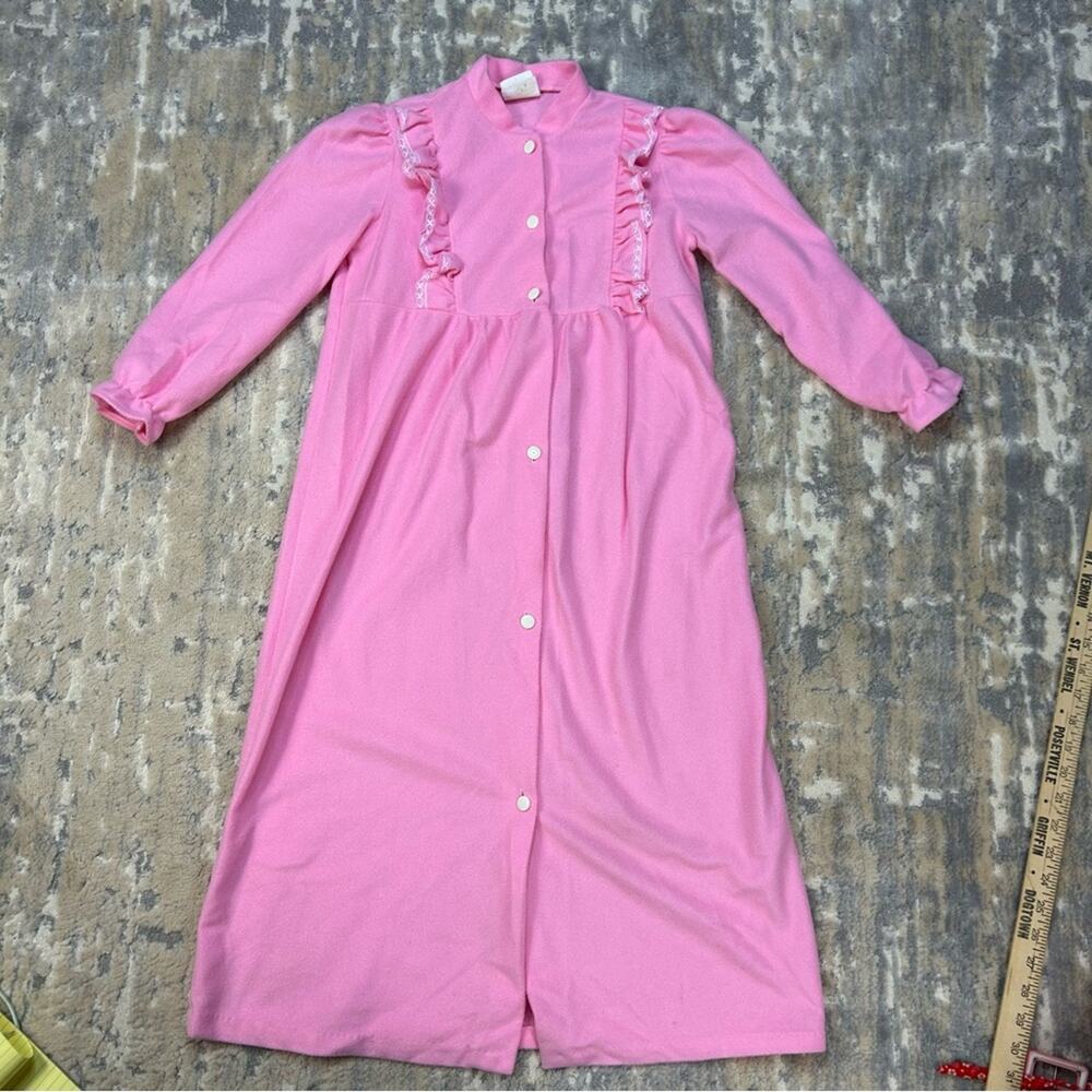 Vintage 1980s Edie Bee by Jackie Girls Polyester Pink Ling Robe Size 8